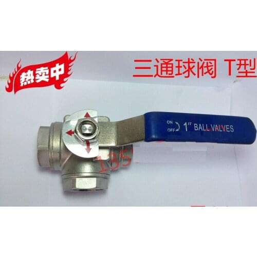 DN25 G1" Port Size Female 3-Way T-Port 304 Stainless Steel Threaded Ball Valve