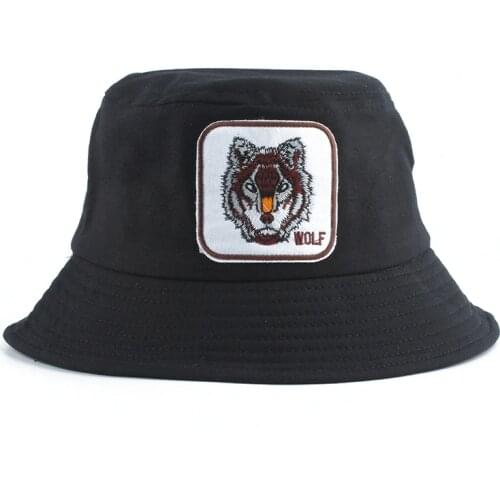 Wolf Embroidery Bucket Hat Men Fishing Hat Women Summer Animals Caps Panama Street Bob Hat Hip Hop Gorros