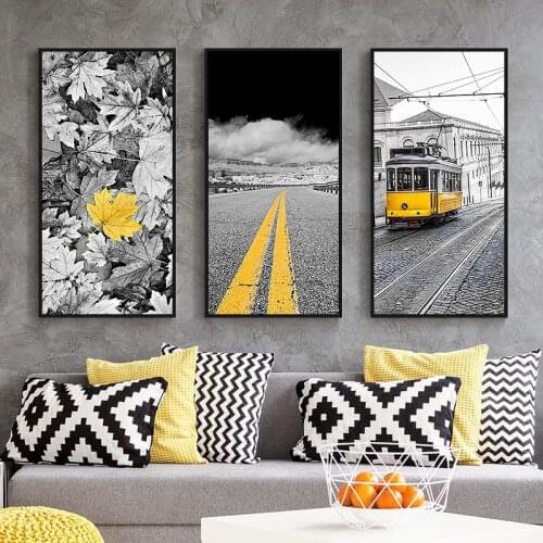 Modern Simple Decorative poster paintings by numbers Sofa Wall Black And Yellow Scenery Hanging Bedroom Hallway Duplex Mural