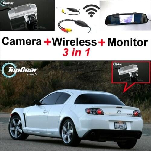 3 in1 Special Rear View Camera + Wireless Receiver + Mirror Monitor DIY Back Up Parking System For Mazda RX-8 2003~2011