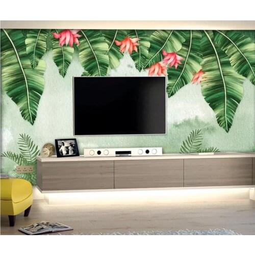 Tropical Wallpaper Nordic Banana Leaves Wall Mural for Bedroom Art Wall Decor Makeup Backdrop Hand Painted Flower Wall Paper