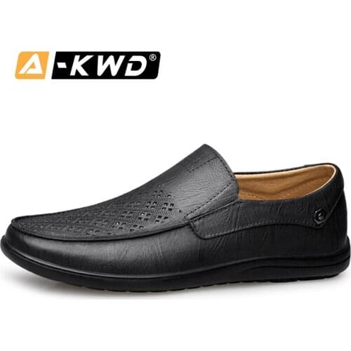 2020 Summer Loafers Men Genuine Leather Shoes Breathable Soft Work Driving Shoes Fashion Mocassin homme Slip on Men Casual Shoes