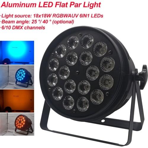 18x18W RGBWA+UV LED Aluminum Flat Par Light Match Ultra-Quiet Fan Family Birthday Party Theater Wedding DJ Stage Effect Lighting