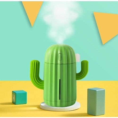 340ML Air Humidifier LED Cactus Soft Silicone USB Aroma Diffuser Timing mist maker Ultrasonic Aromatherapy Humidificador