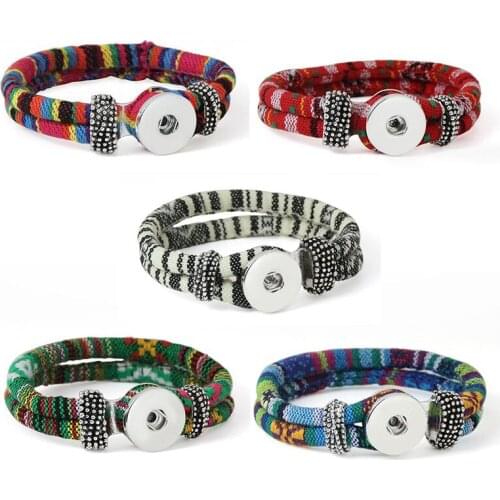 Length Customed 10 color bracelet for women 18mm xinnver snap button armband cloth sterling jewelry bangle for man
