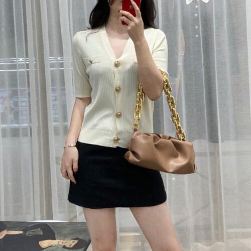 Women Sweaters 2021 Spring and Summer New Ladies Stitching Buttons V-neck Loose Sweater Cardigan Jacket