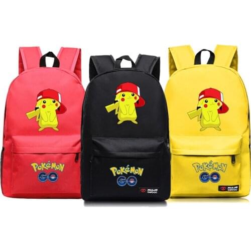 1 piece of cartoon pokemon go game backpack youth school canvas anime pikachu school bag childrens birthday gift