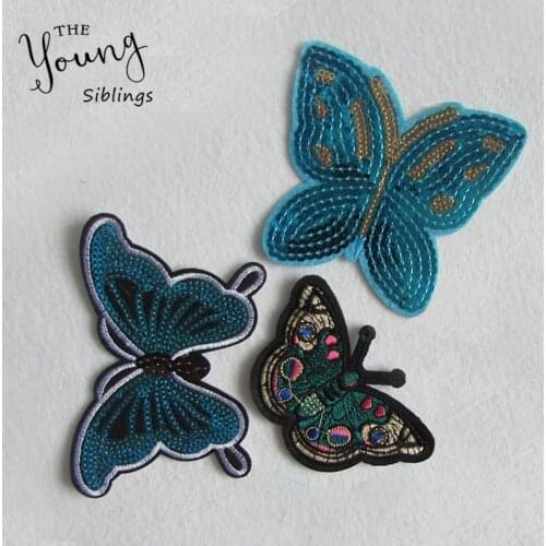 HOT 1pcs Mixed butterfly Patch For Clothing Iron On Embroidered Applique DIY Apparel Accessories Patches For Clothing Fabric