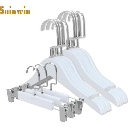 Sainwin 10pcs/lot White baby wood hangers for clothes rack children wooden hanger
