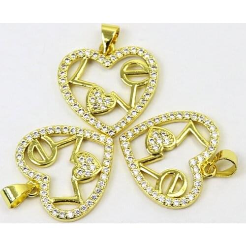 10 Pcs Love Charms necklace pendant Zircon heart Jewelry pendant Necklace jewelry pendant Gift for Mama 8292