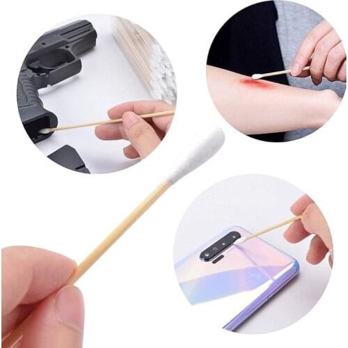 11UF 100Pcs Double Tipped Cotton Swabs with Wooden Handle Biodegradable Cotton Buds A