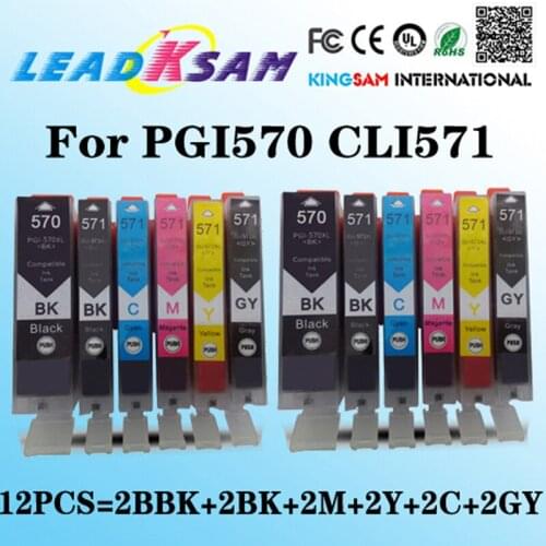 12PCS 570 571 PGI-570 CLI-571 ink cartridges compatible For canon MG5750 MG5751 MG5752 MG5753 MG6850 MG6851 MG6852 MG6853 PGI570