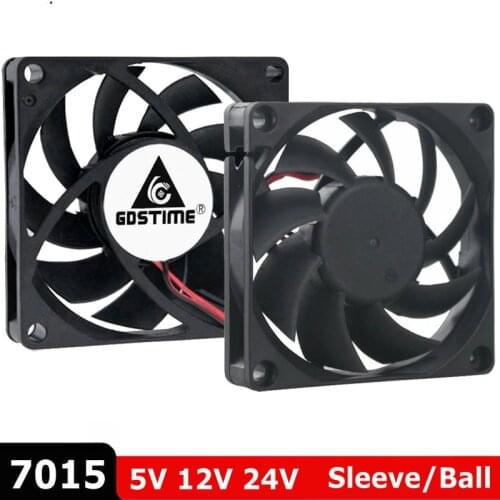 2Pcs Gdstime 7cm 70mm 70x70x15mm 5V 12V 24V 2Pin Brushless DC Cooling Cooler Case Fan 7015 Sleeve Ball Bearing