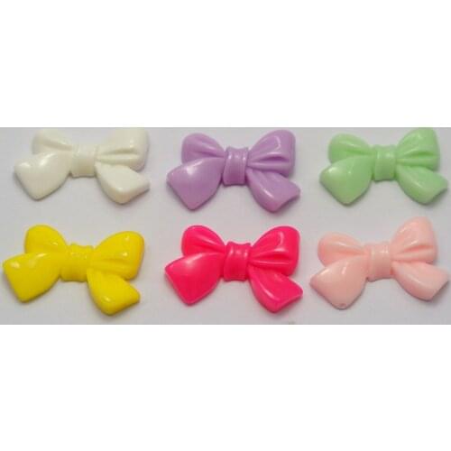 25 Mixed Color Bowknot Bow Tie Flatback Resin Cabochons 25X15mm