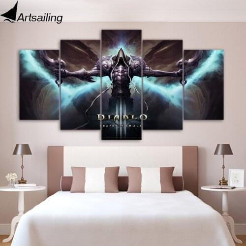 5 piece canvas painting diablo iii reaper of souls HD posters and prints canvas painting for living room free shipping XA-2007A