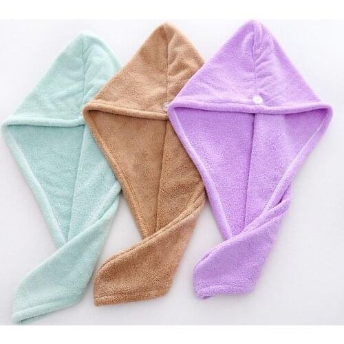 8 colors Womens Bathroom Super Absorbent Quick-drying Velvet Fabric Hair Towel Bath Dry Cap Solid Towel