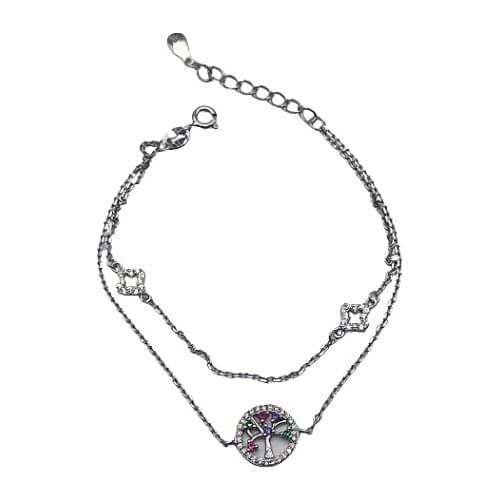 925 silver double life tree bracelet with rhodium plated zircon brand OSNOR