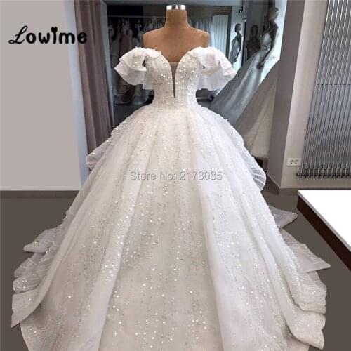 Off Shoulder Shiny White Wedding Dresses 2019 Couture Luxury Arabic Dubai Middle East Women Bridal Gowns Long Bridal Dress New