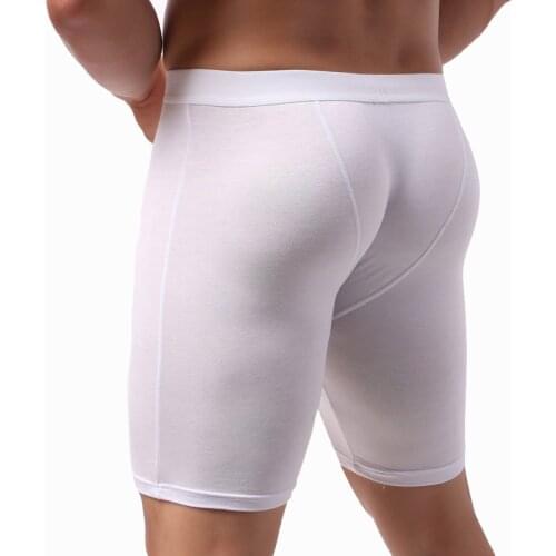 Richkeda Store New 2021 Mens Long Boxer Shorts Underwear Sexy Big U Convex Pouch Half-length Boxershort Long Leg Underpants Slip