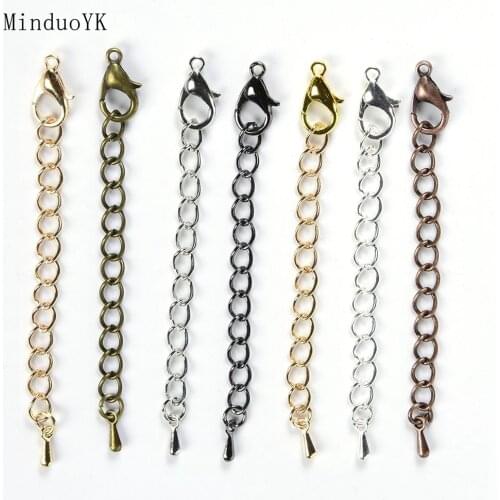 10-20Pcs Bracelet Necklace Extension Chain Water Drops Charms Tone Tail Chain With Lobster Clasps DIY Jewelry Making Supplies