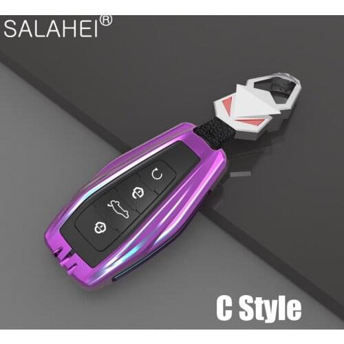 New Zinc Alloy+Silica Gel Protection Car Key Case Auto Remote Key Cover Shell For Geely Coolray 2019-2020 4 Buttons Keyring
