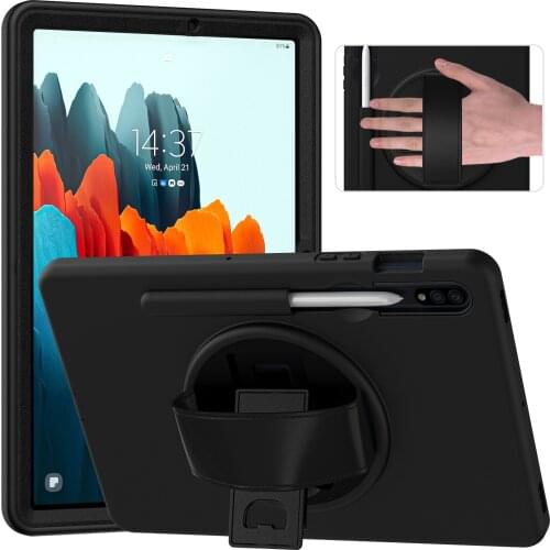 Tablet Case for Samsung Galaxy Tab S7 11 2020 SM-T870 SM-T875 Funda Heavy Duty PC Rugged 360 Rotating Hand Strap Kickstand Cover
