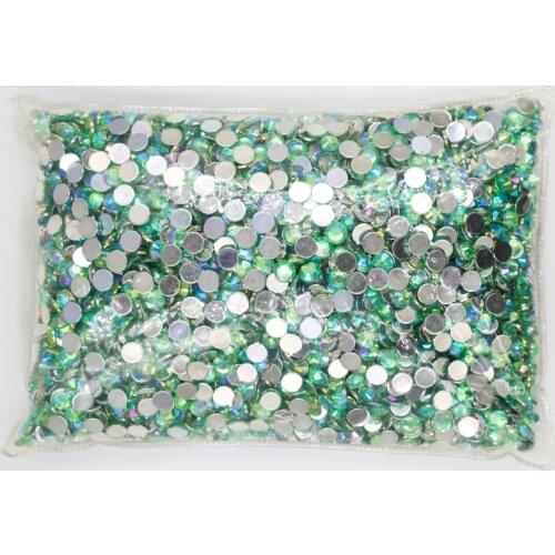 Peridot AB Color 1.5~10mm Flat Back Round Acrylic Rhinestones Beads / Stones ,3D Acrylic Nail Art / Garment Decoration