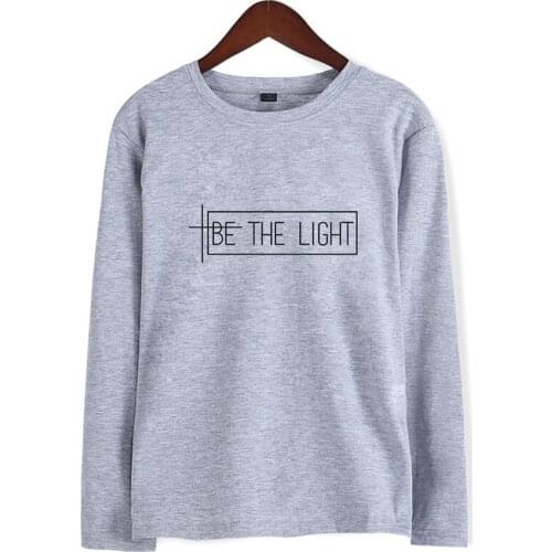 Spring Autumn Fashion T-shirts Be The Light Printed Men Women T Shirts Casual Tee Shirt Long Sleeve T-shirt Sweatshirts Tops 4XL
