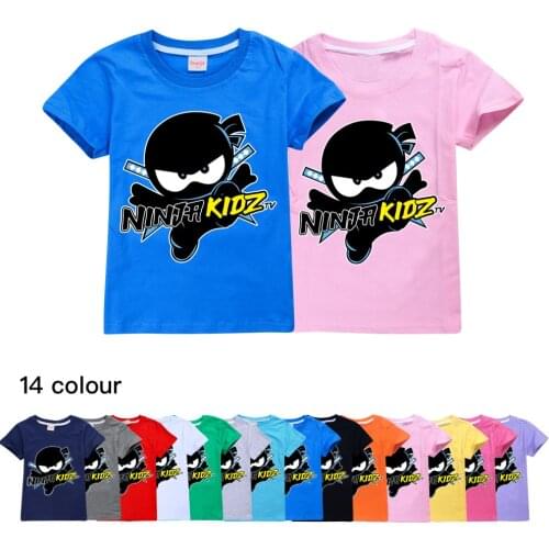 NUINJA KIDZ Amozon Kids Summer Clothes Children Wear Cotton Tops for Boys Teenage Girls Short-sleeved T-shirts Baby Pink Shirt