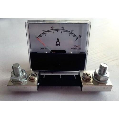DH-670 DC 0-100A Analog Amp Panel ammeter pointer type current meter panel+shunt