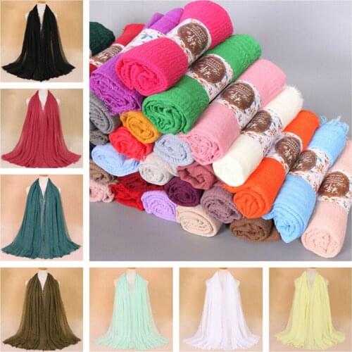 Cotton Linen Long Scarf Islam Muslim Hijab Arab Wrap Shawl for Women 40 Colors