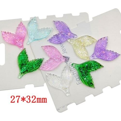 10pcs/lot new arrival flat back glitter mermaid tail for kids hair clip accessories DIY resin crafts