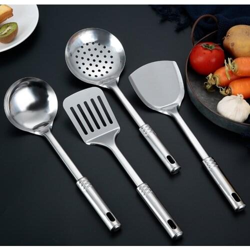 Stainless steel 4-piece leaky spatula spoon kitchen tools household utensils kitchenware set cooking appliances