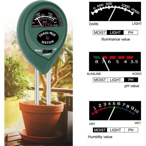 3-In-1 Soil Moisture Meter PH Tester For Earth Plants Flowers Acidity Moisture Measurement Garden Tool Determinant Soil Test Kit