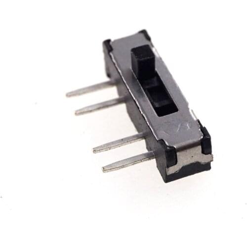 100 pcs Miniature Slide Switch 4 Pin 1P3T SP3T ON-ON-ON Horizontal Through Hole PCB Knob 2.00mm Height