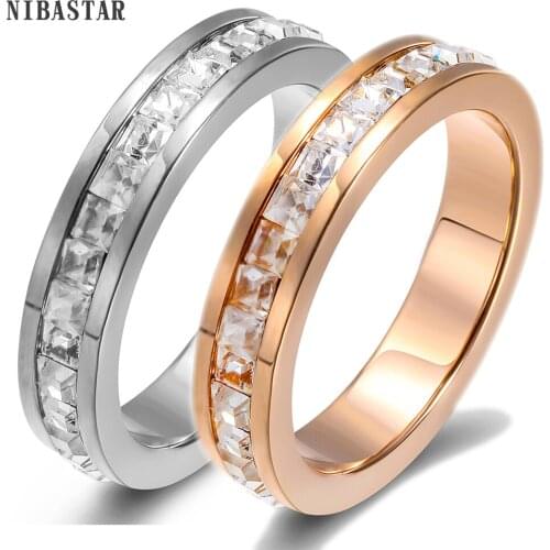 Fashionable Jewelry Engagement Rings Real Rose Gold-Color AAA Zircon Austrian Crystal Single layer Rings