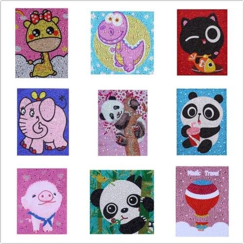 Childrens Easy Cartoon Animal Pattern DIY 5D Diamond Painting Kits Full Shiny Crystal Drill Mosaic Painting For Kids Gift