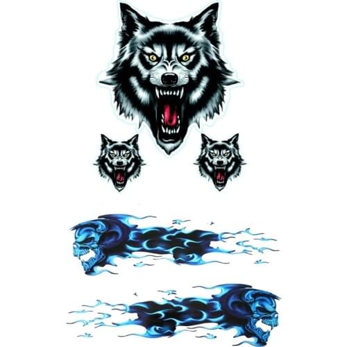 Wolf Head Decals Skull Head Fire Flame Funny Self-adhesive Sticker for Motorcycle Car Door Stickers Truck Helmet Decor