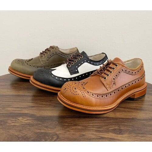 New Spring Original British Men Boots Handmade Top Quality Cow Leather Shoes Ankle Boots Wedding Brogue Tooling Motorcycle Boots