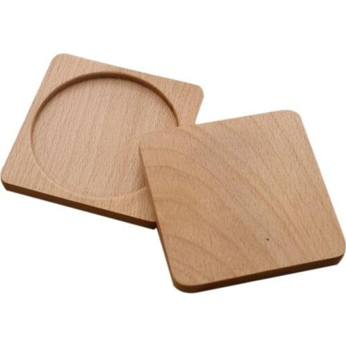 Practical coaster and bowl mat wooden Wooden Coaster Beech Tea Coaster Potholder Coffee Cup Mat Square Round Solid Wood Coaster