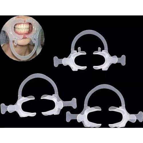5pcs /set Mouth Opener Dental Cheek Lip Retractor Orthodontic C Type with Handle Autoclave Transparent White Dentistry Tool