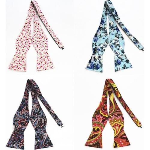Ricnais Fashion New Cotton Self Tie Bow ties For Men Luxury Tie Floral Bowtie For Party Noeud Papillon Business Wedding