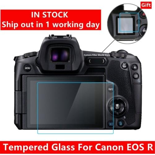 Self-adhesive EOSR Tempered Glass Main LCD + Top Info Shoulder Screen Protector Cover Guard for Canon EOS R Mirrorless Camera