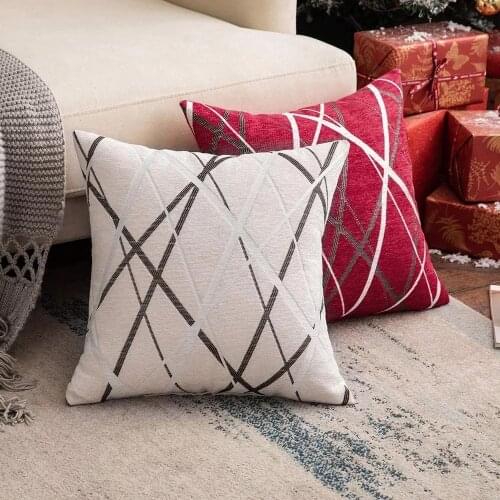 Chenille Cushion Cover 45x45cm Striped Pillows Cases Square Home Decorative Pillowcases For living Room Bed Room Seat