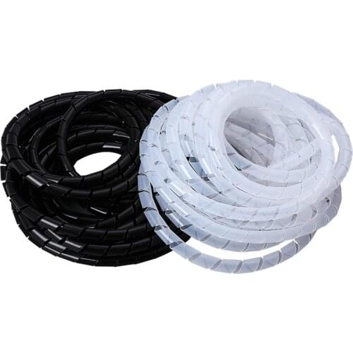 1Pcs Black Clear White Wire Cable Ties Organizer Management Spiral Wrapping Bands Bundle Protector