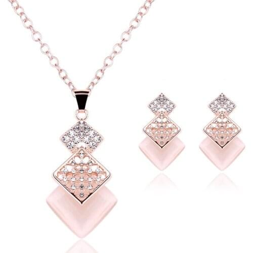 Earrings Necklace Sets For Women With Crystals Luxury Romantic Wedding Party Birthday Charm Ornament Gift Fine Jewelry