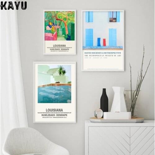 David Hockney The Gate Pool and Steps Museum Exhibition Poster Canvas Print Painting Wall Art Picture for Living Room Home Decor