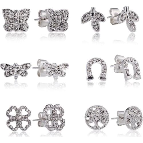 Cute Butterfly Ane Leaves Earring Female Silver plating Earrings Spiral Ear Bone Buckle Piercing Earrings for Women Jewelry