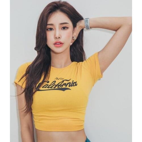 Womens Sports Top Summer Short Cropped Fitness Clothes Women Quick-drying Gym Exercise Clothes Running Sports Short Sleeves