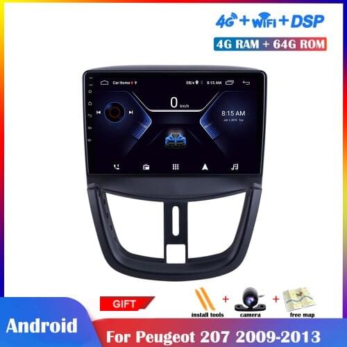 10.1inch Android Multimedia Player For Peugeot 207 2009-2013 Car Radio Stereo Navigation Screen 4G Net DSP GPS Touch IPS Wifi